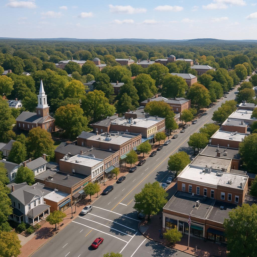 Aerial view of Chapel Hill, SA with greenery and homes.