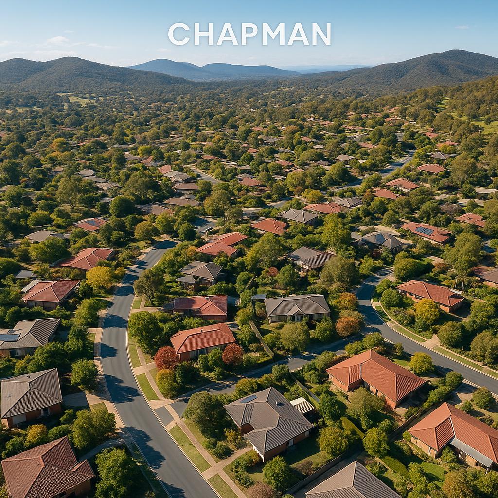 Aerial view of Chapman suburb showcasing homes and nature