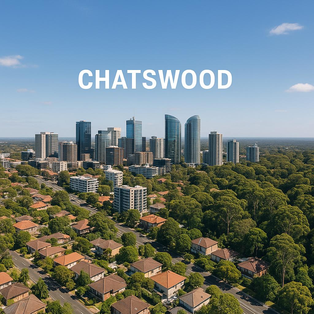 Chatswood suburb view with buildings and parks
