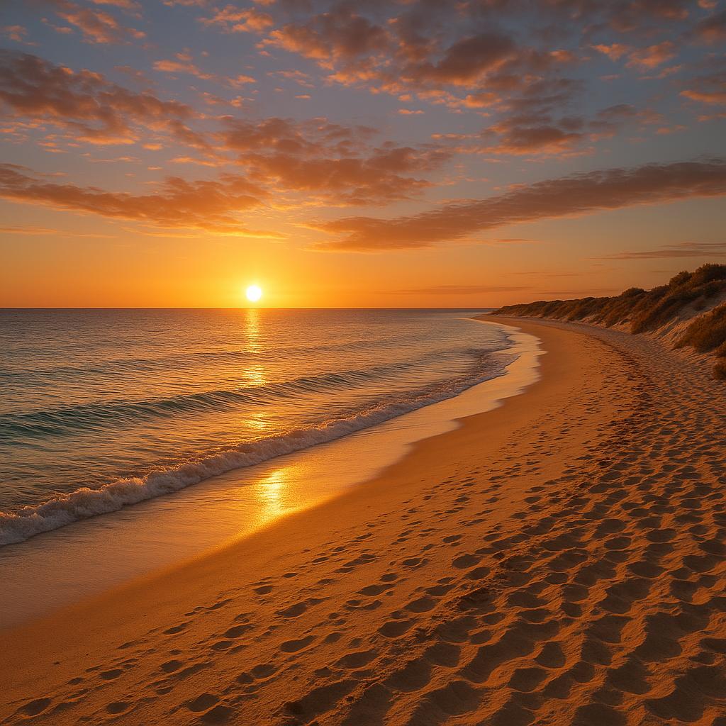 Scenic sunset view of Chinaman Wells beach