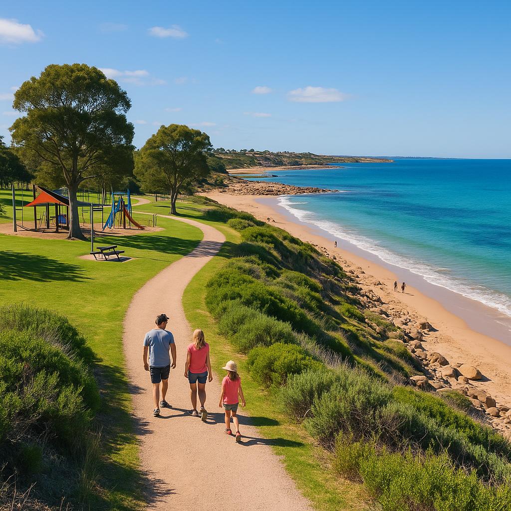 Coastal trails and parks in Chiton, Australia.