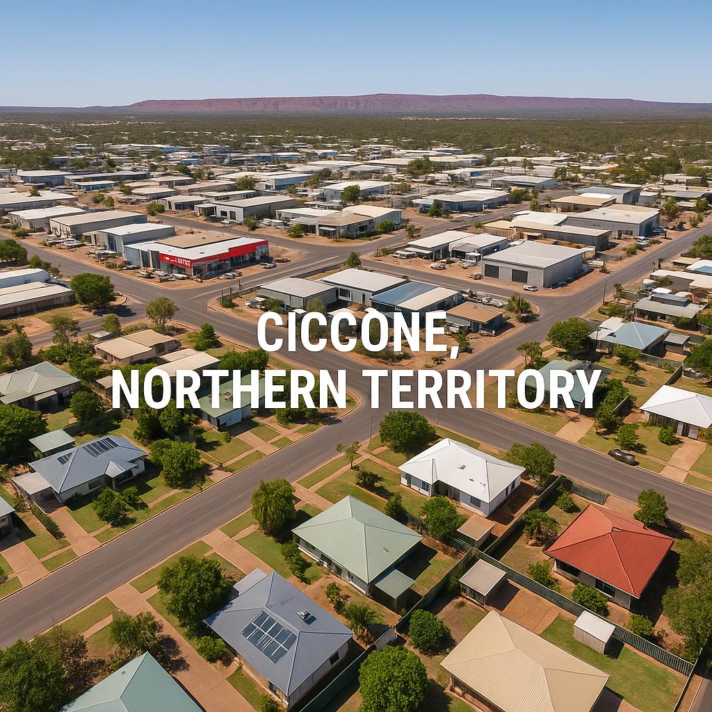 Aerial view of Ciccone, revealing suburban layout and local amenities.