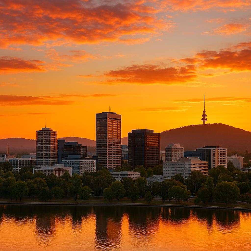 Canberra skyline at sunset