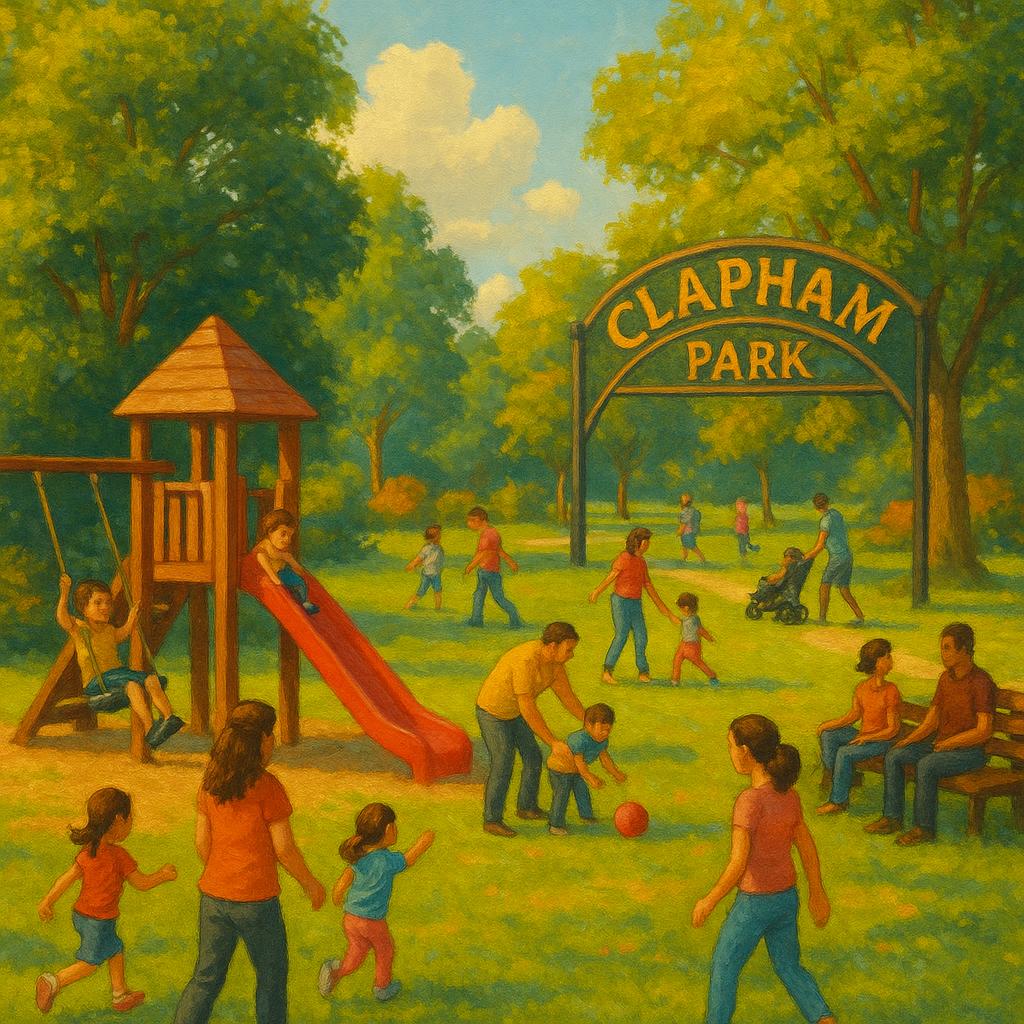 Families enjoying Clapham park
