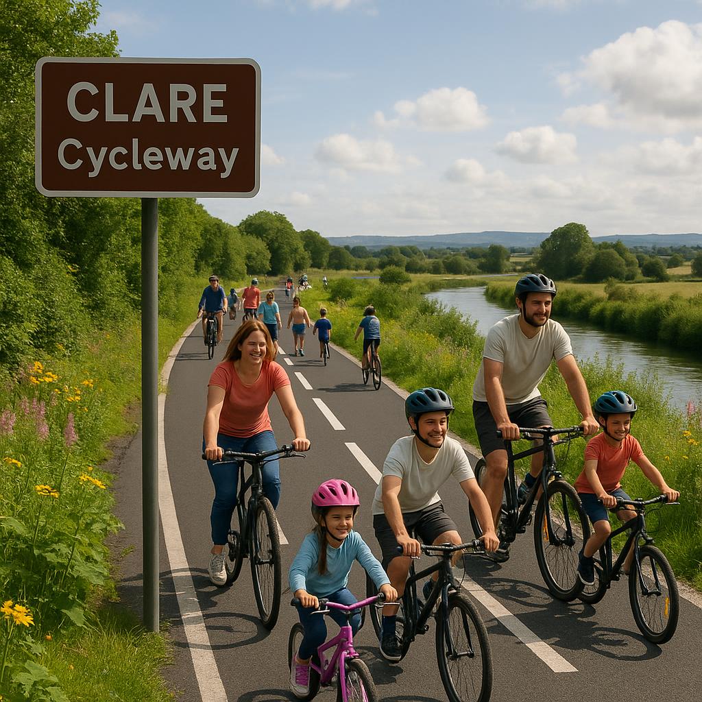 Families cycling on Clare's beautiful new cycleways