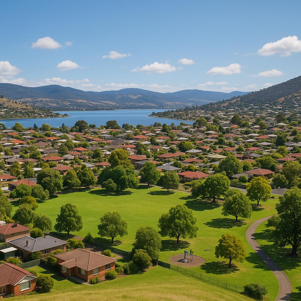 Residential area in Claremont, Tasmania