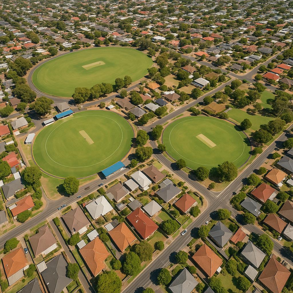 Aerial view of Clarence Gardens, featuring parks and homes
