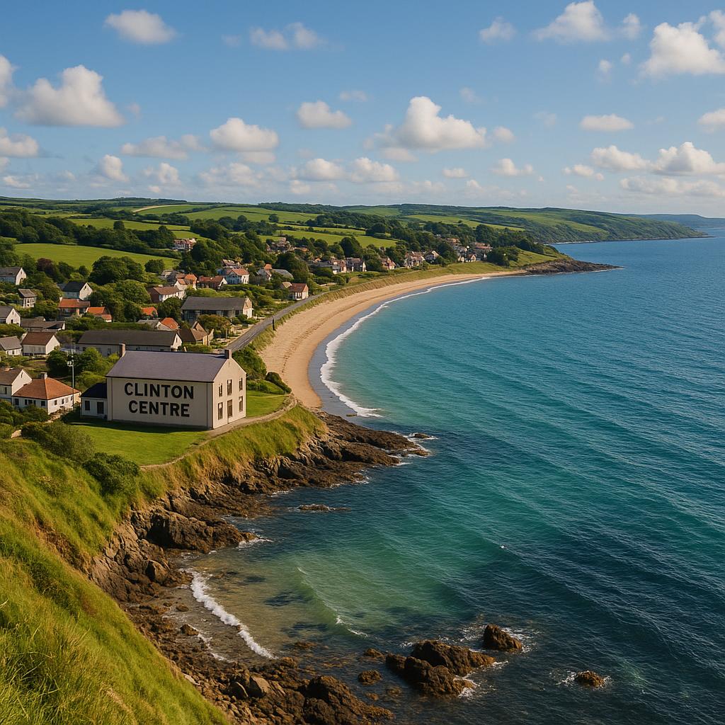 Coastal landscape of Clinton Centre showcasing some homes near the beach.