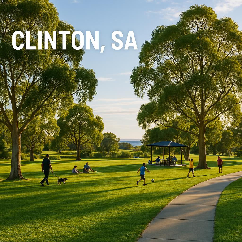 Parklands in Clinton, SA with families enjoying the outdoors.