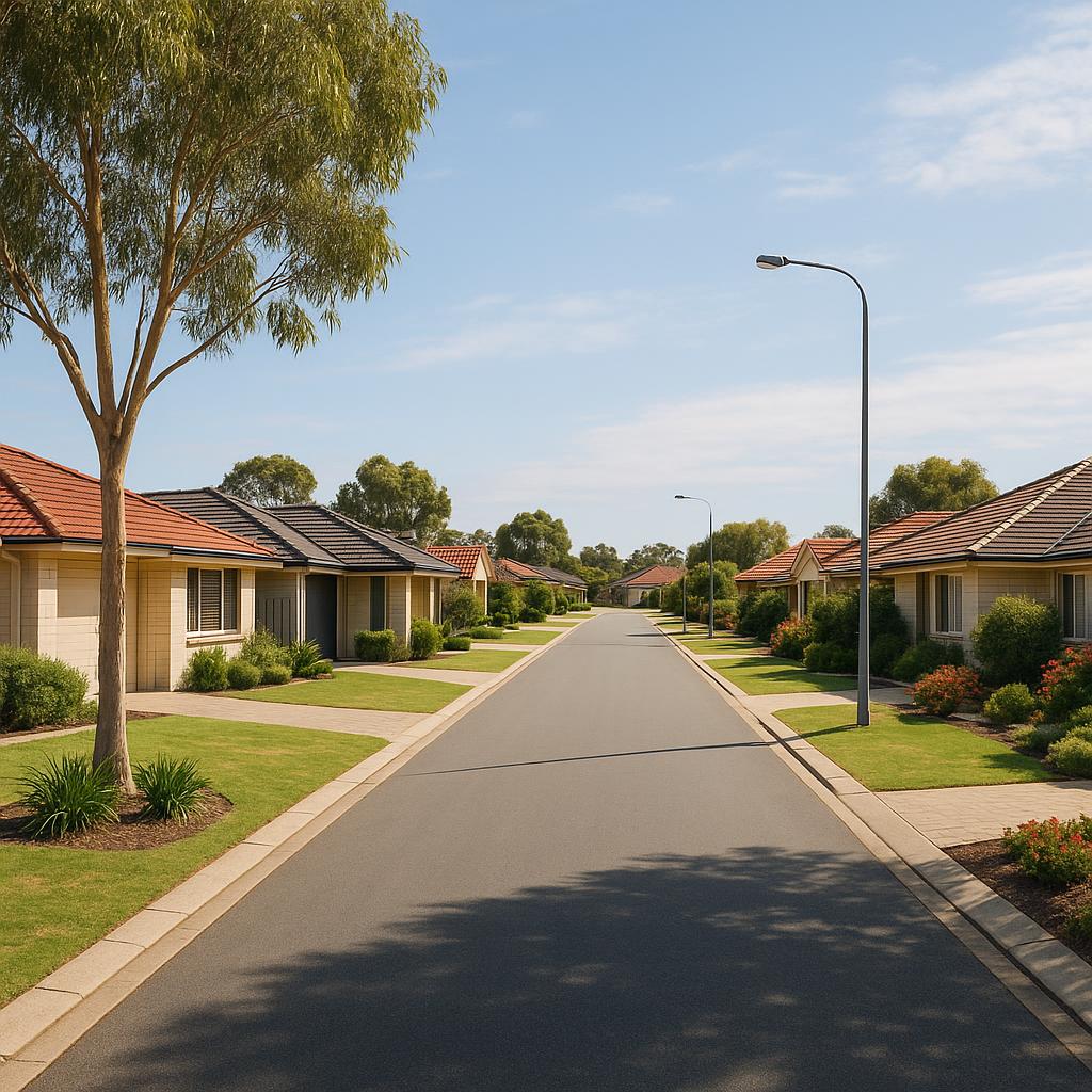 Practical suburban street in Western Australia with detached homes
