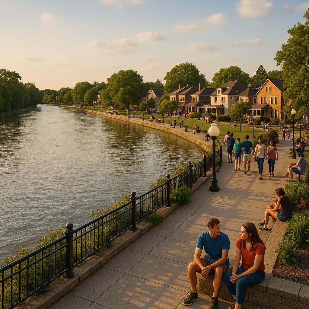 View of Como Riverside with trees and park