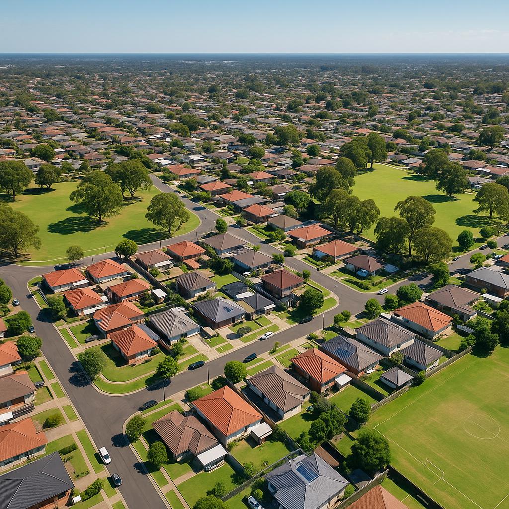 Aerial view of Condell Park showcasing homes and greenery