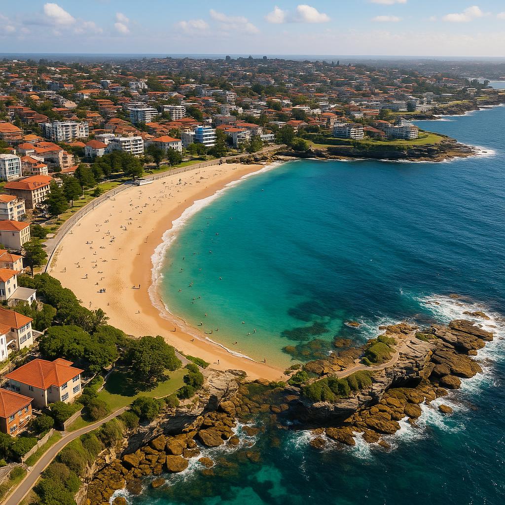 Aerial image of Coogee beach and suburb