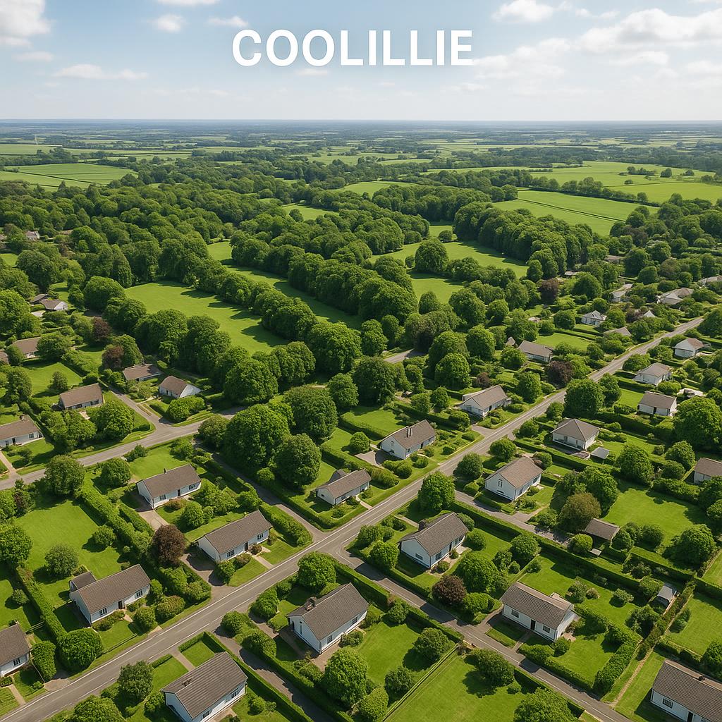 Aerial view of Coolillie with greenery and homes