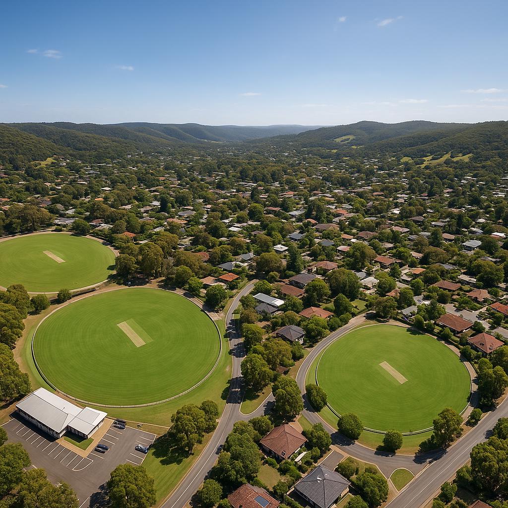 Coromandel East overview with sports ovals