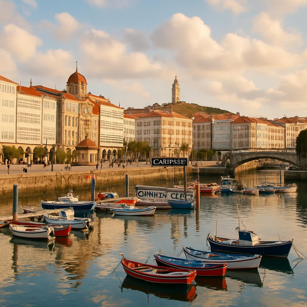 Scenic harbourside view in Corunna Station