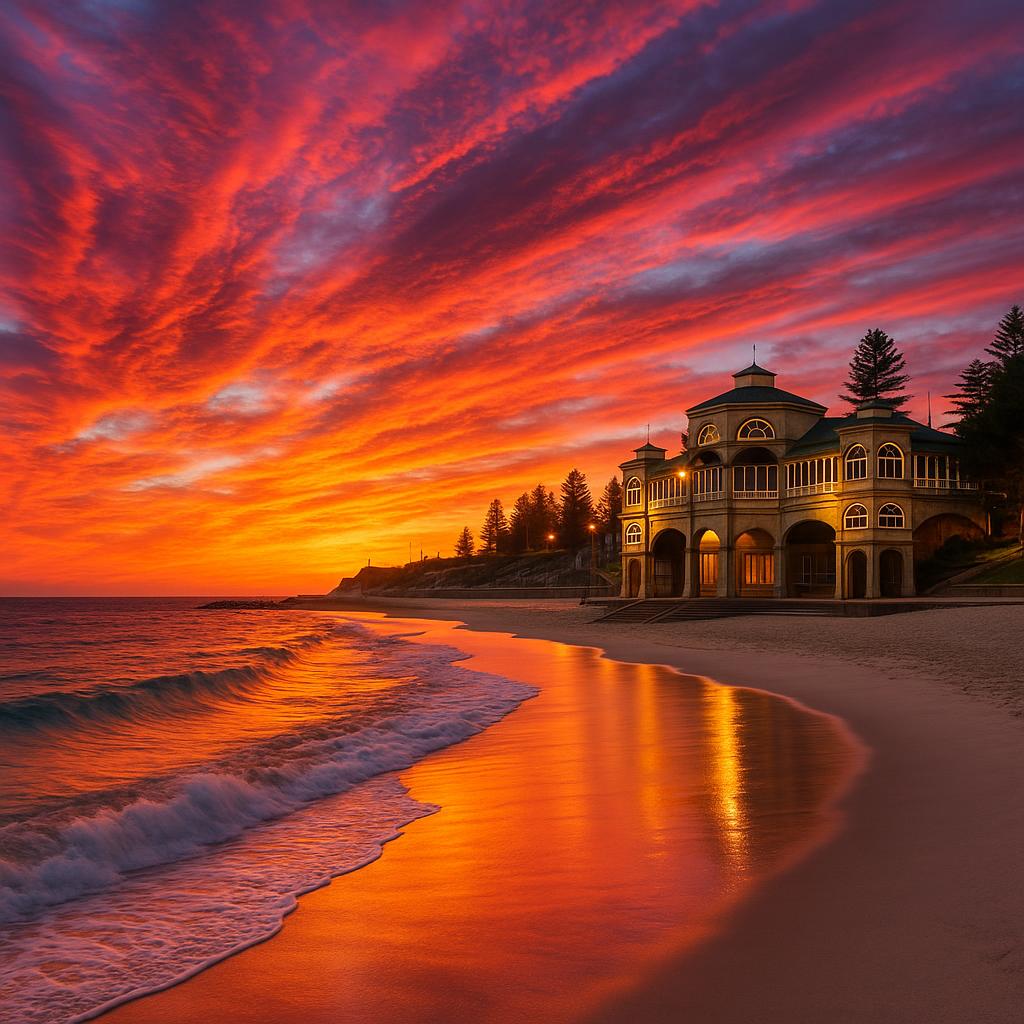 Scenic view of Cottesloe Beach at sunset