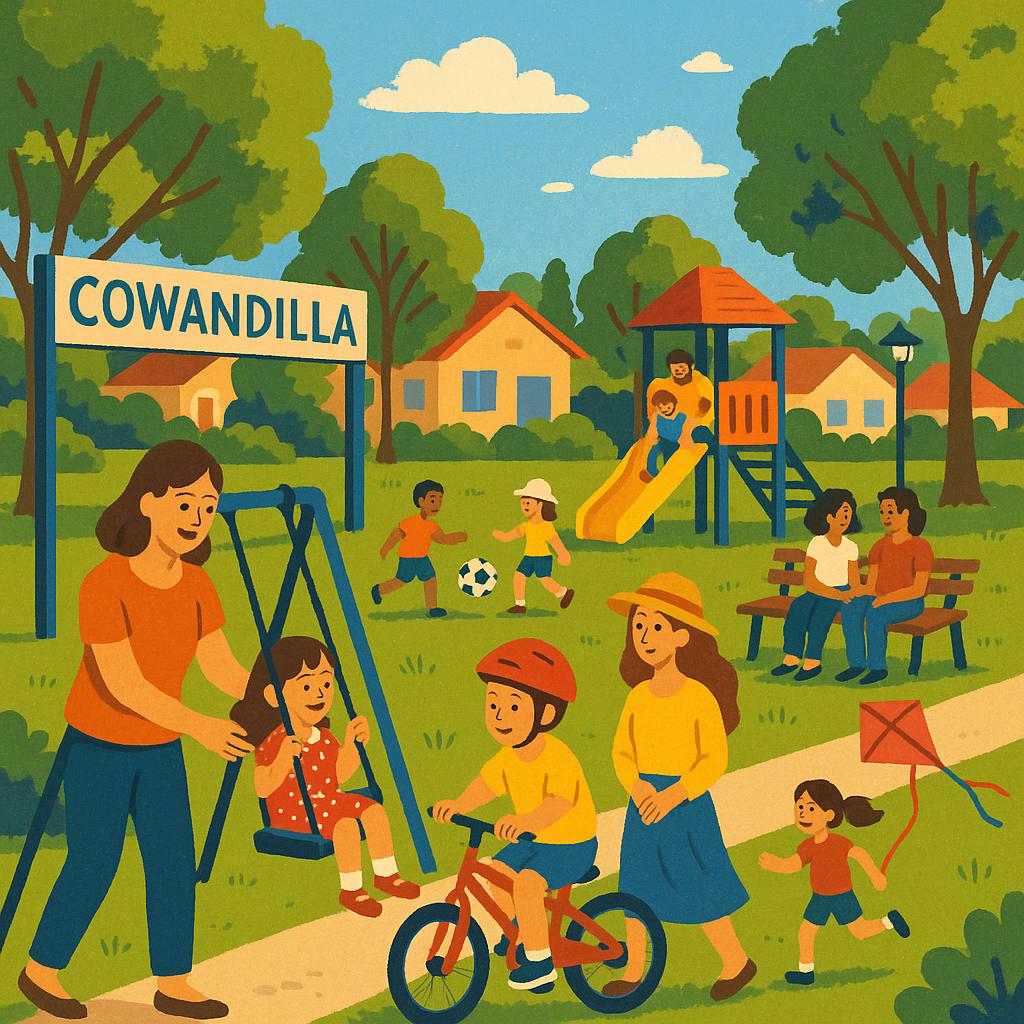 Families enjoying park activities in Cowandilla