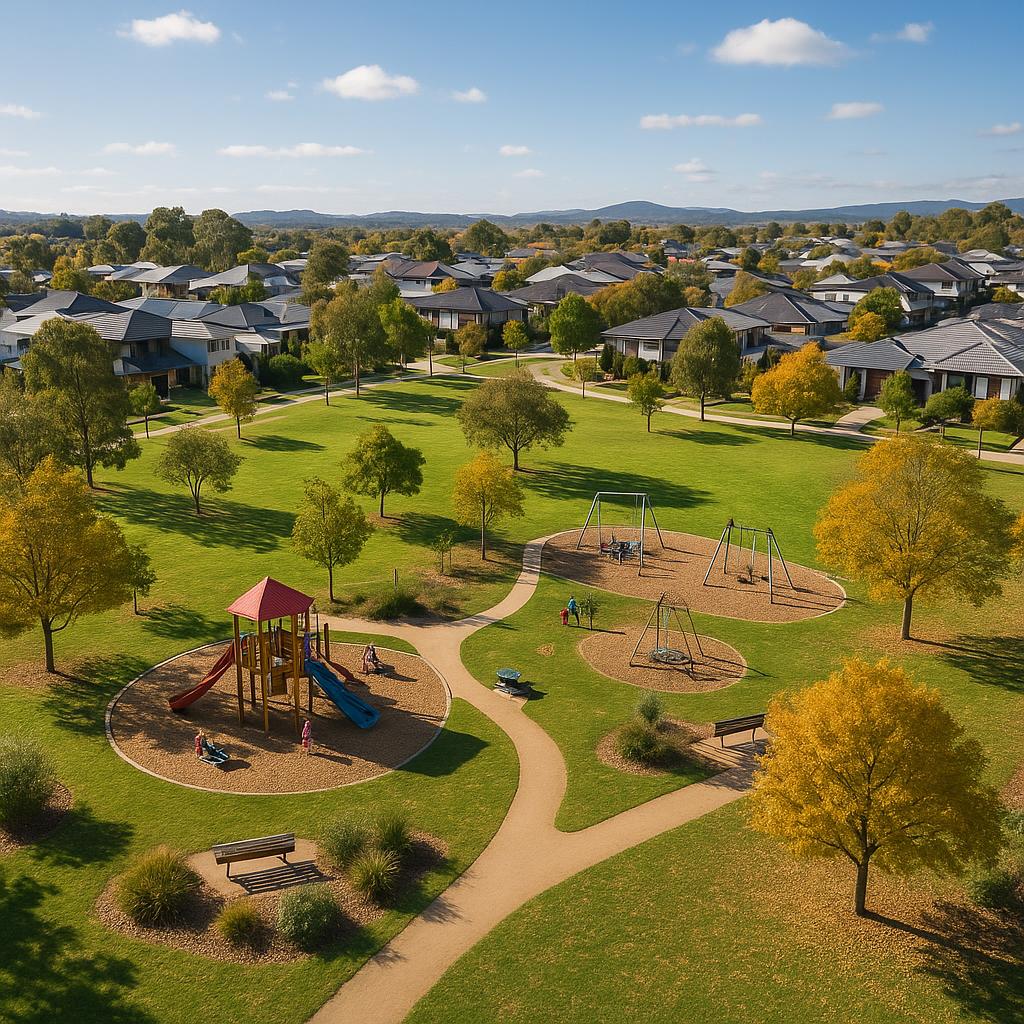 Crace overview with parks and families