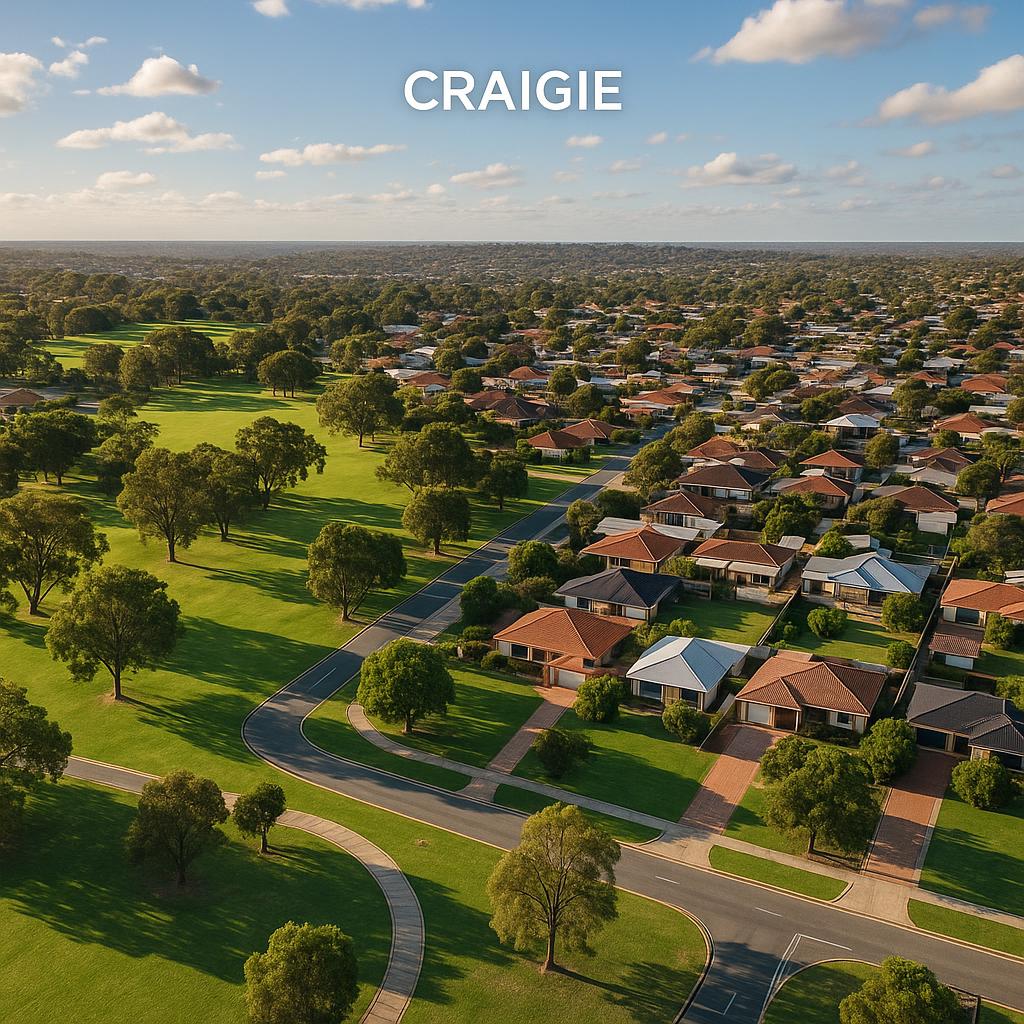 Scenic view of Craigie with parks and homes