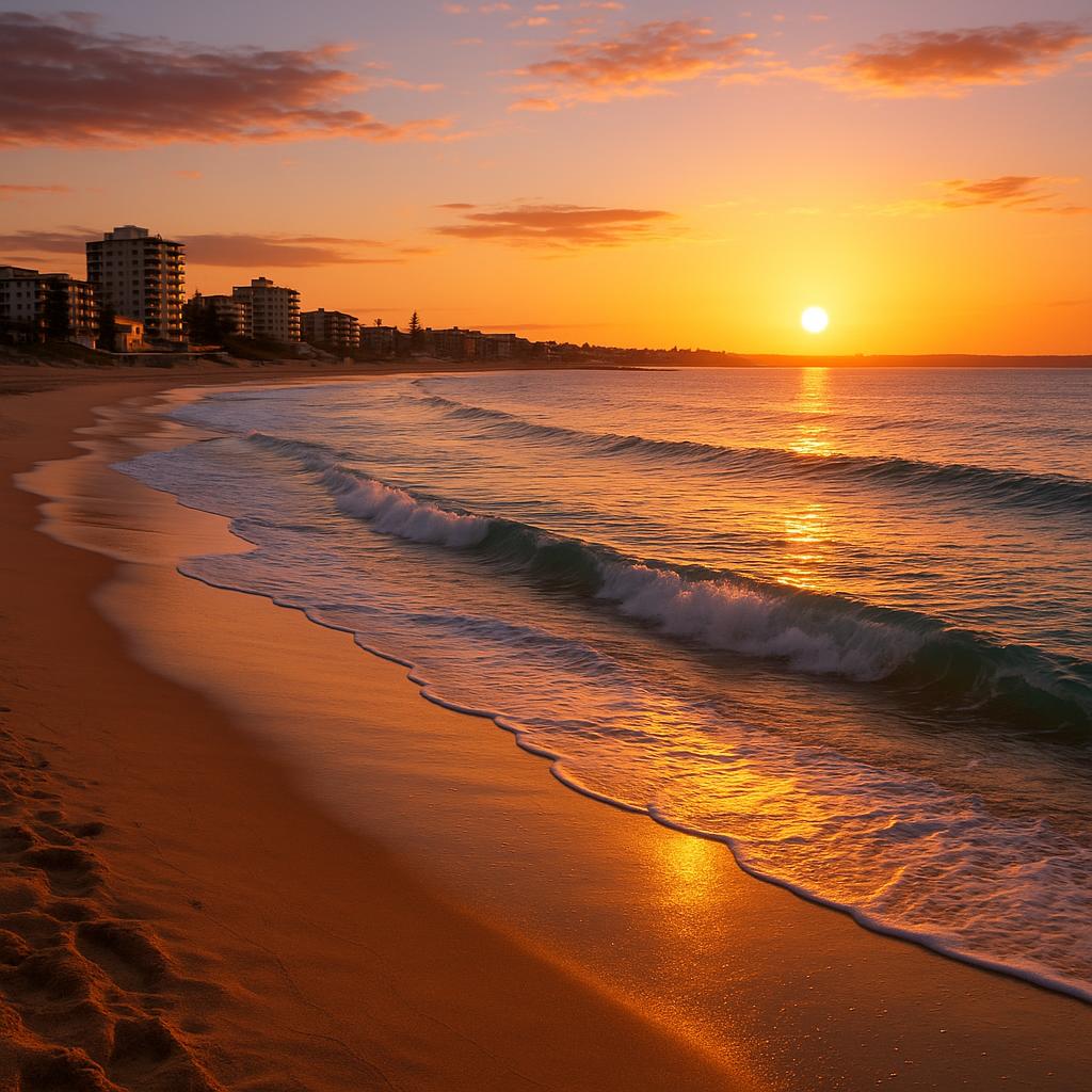 Sunset beach view of Cronulla, showcasing the coastline