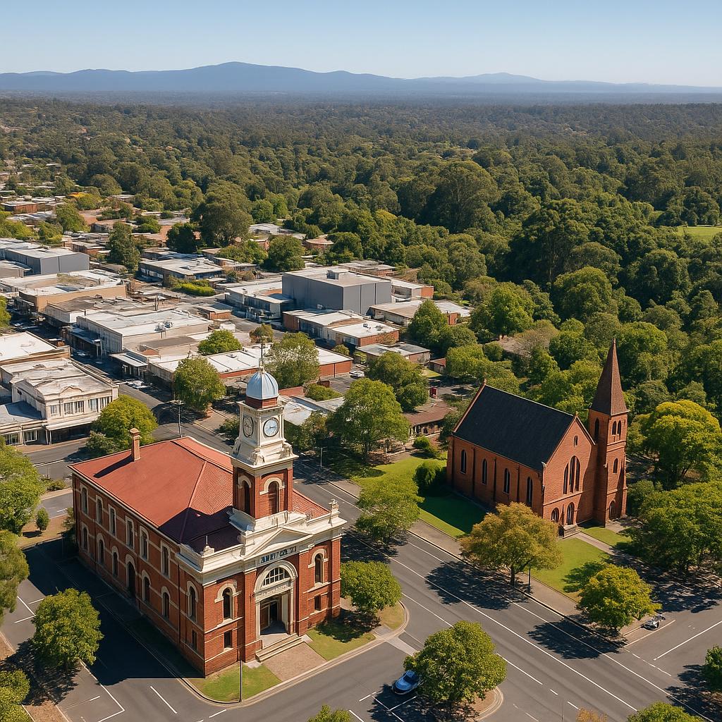 Aerial view of Croydon, highlighting its heritage and natural beauty