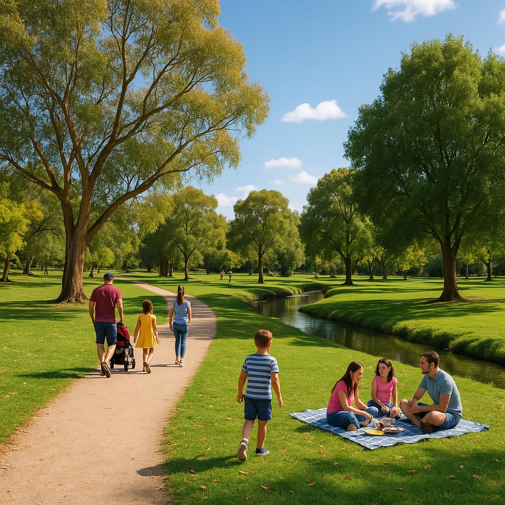 Crystal Brook parkland with families