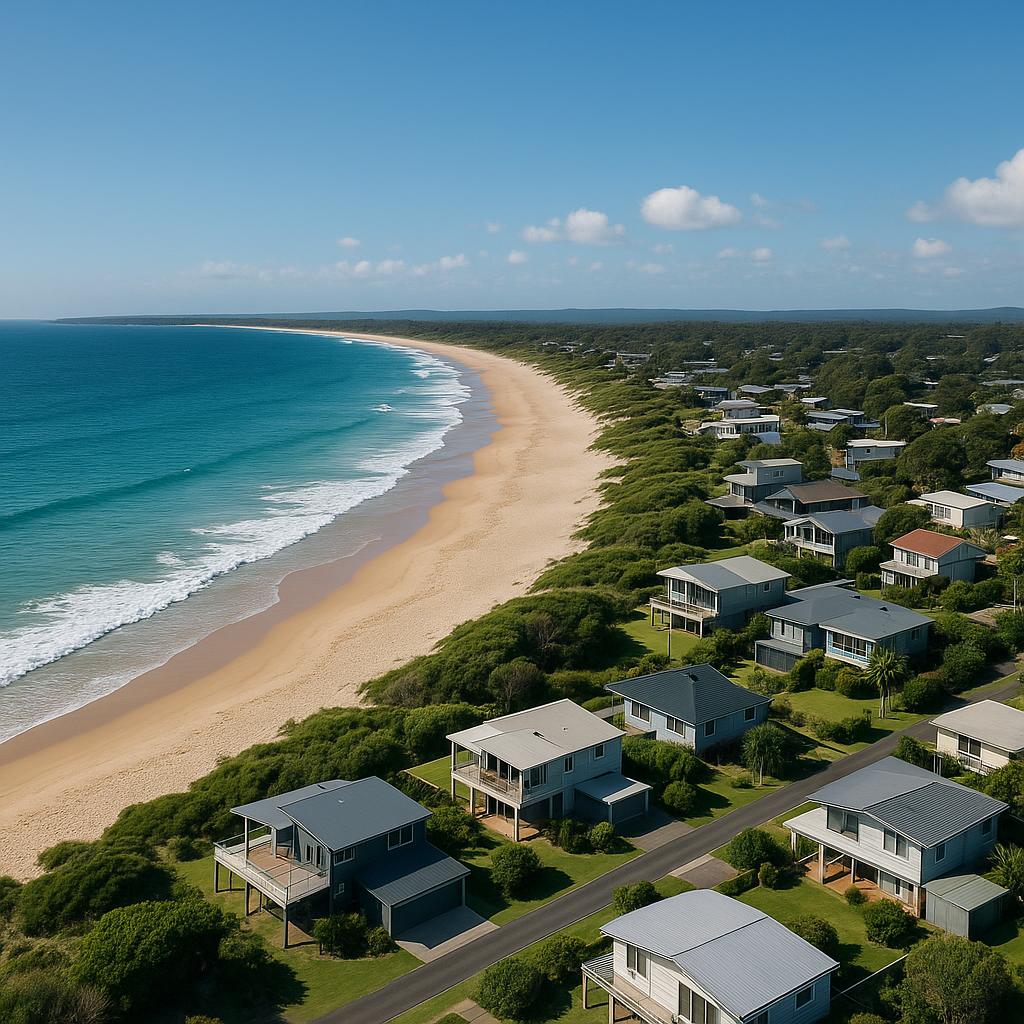 Stunning beach view from Culburra featuring local houses