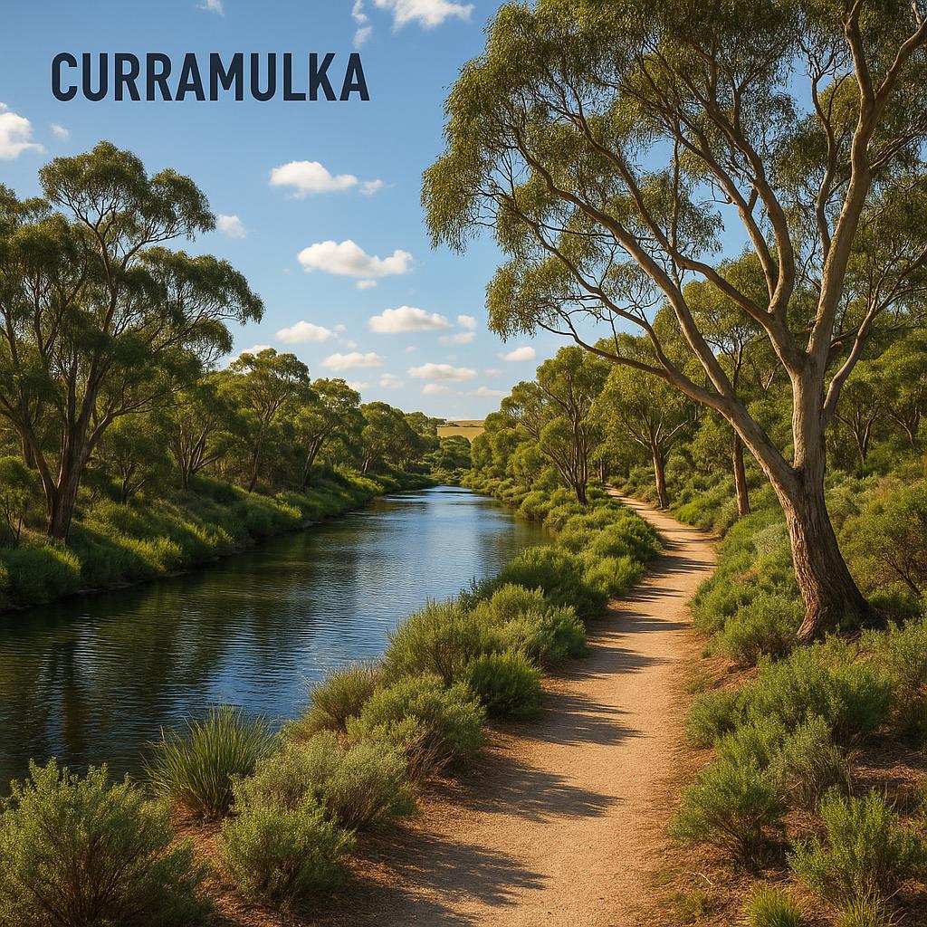 Scenic Curramulka riverbank paths with greenery