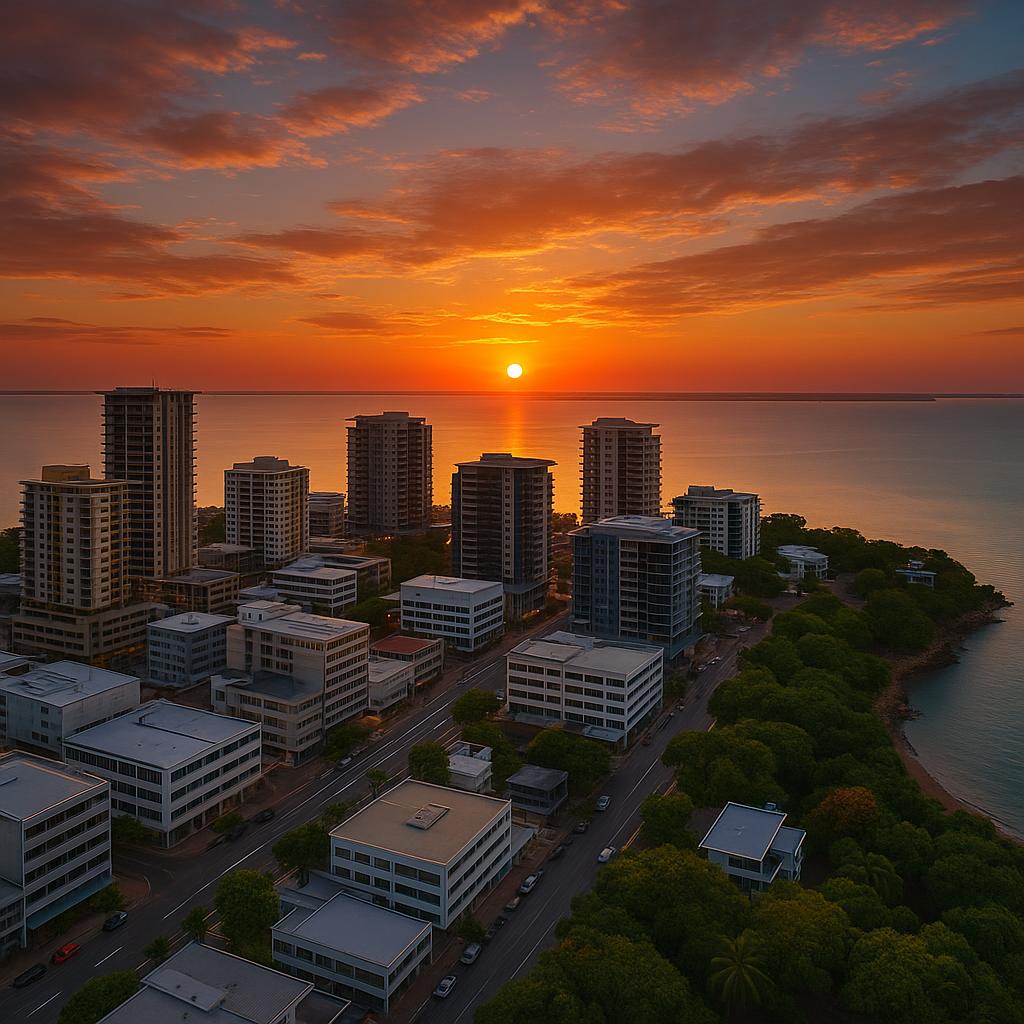 Darwin skyline at sunset