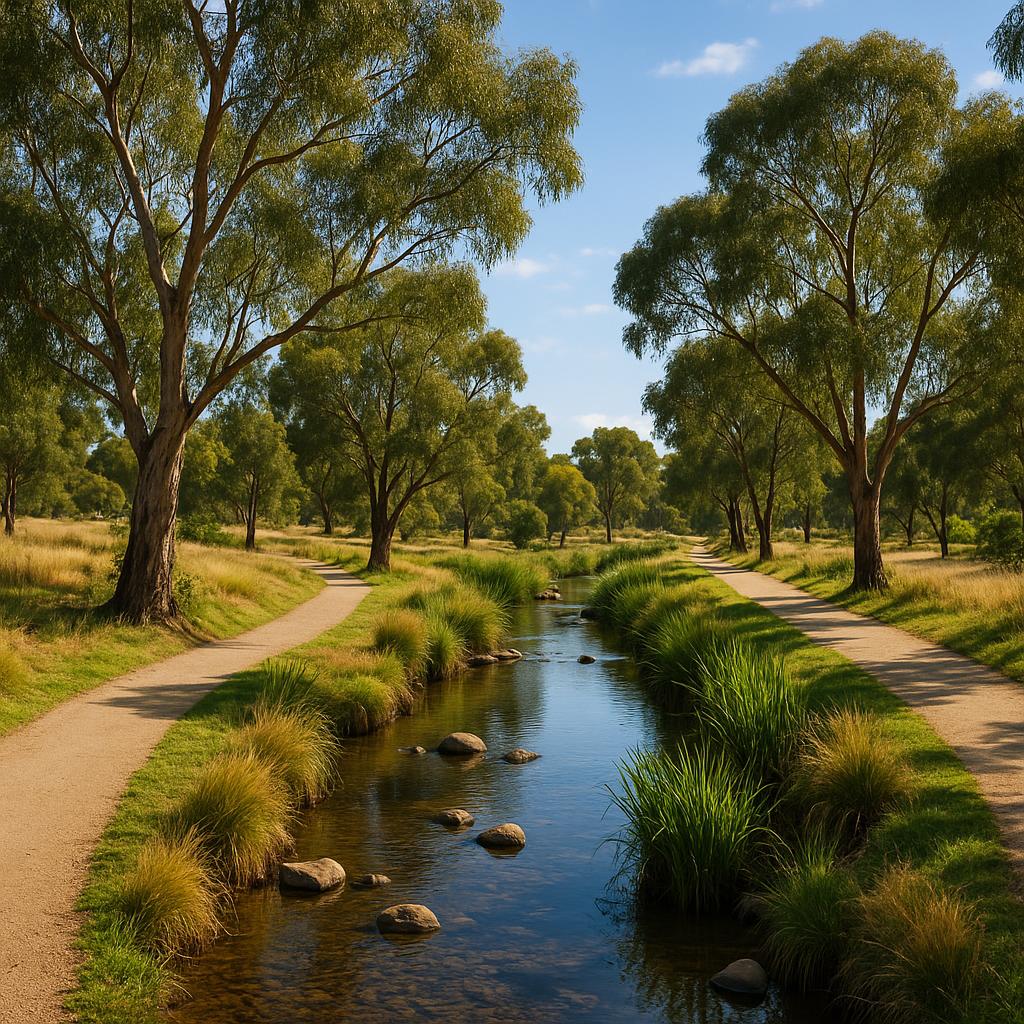 Scenic creekside walking paths in Davoren Park