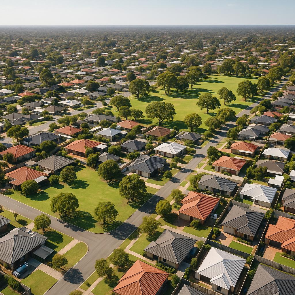 Aerial view of Dianella suburb with parks and homes