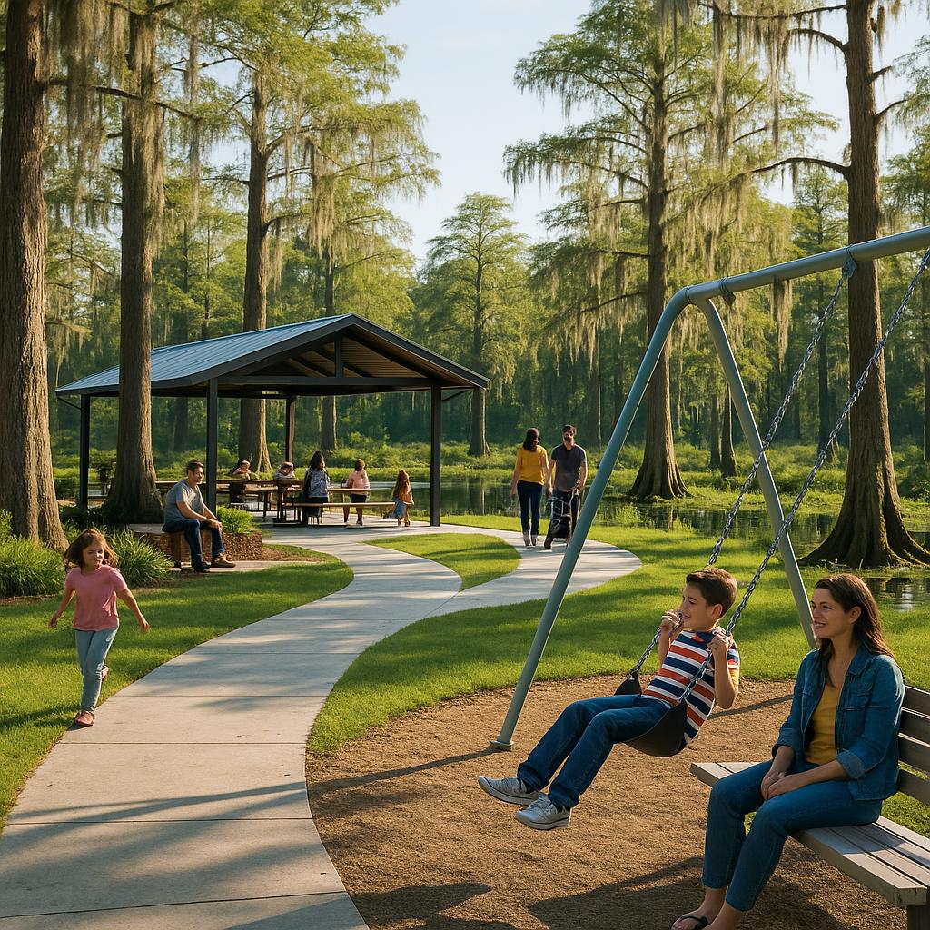 Families enjoying a park in Dismal Swamp