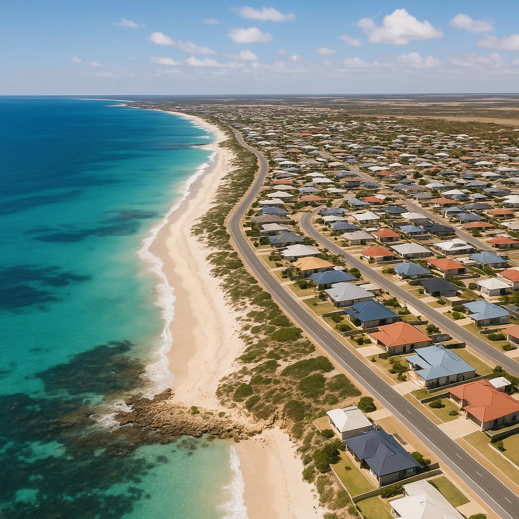Aerial view of Drummond Cove coastline