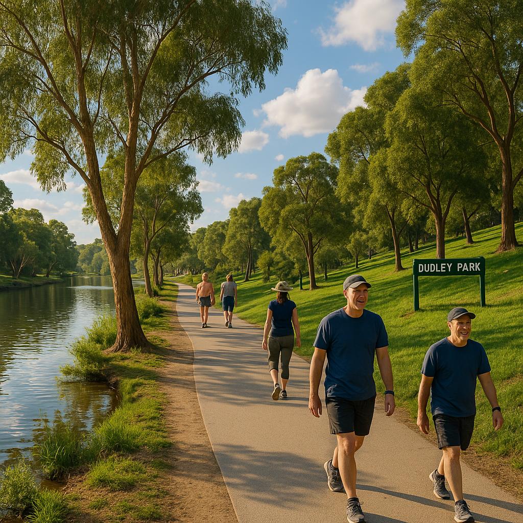 Scenic view of a riverbank path in Dudley Park