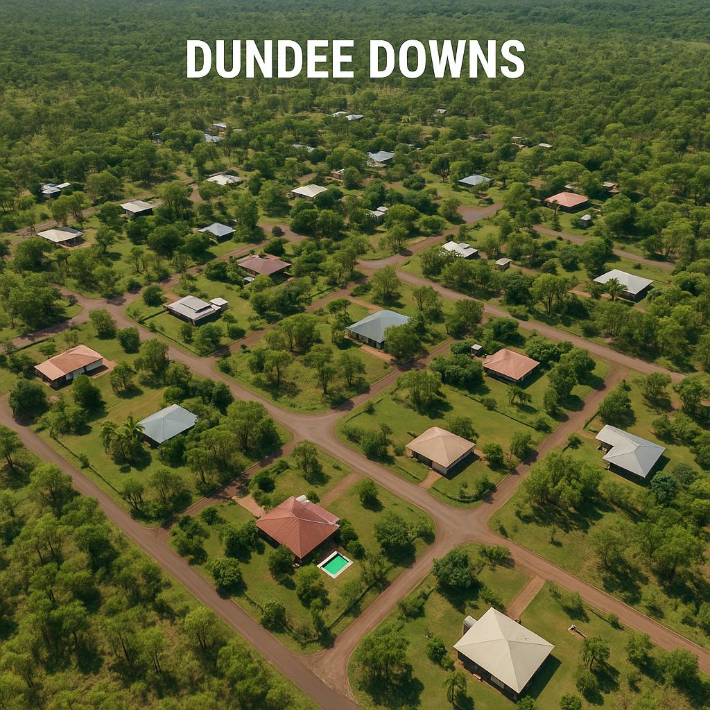 Aerial view of Dundee Downs, Northern Territory, highlighting suburban layout