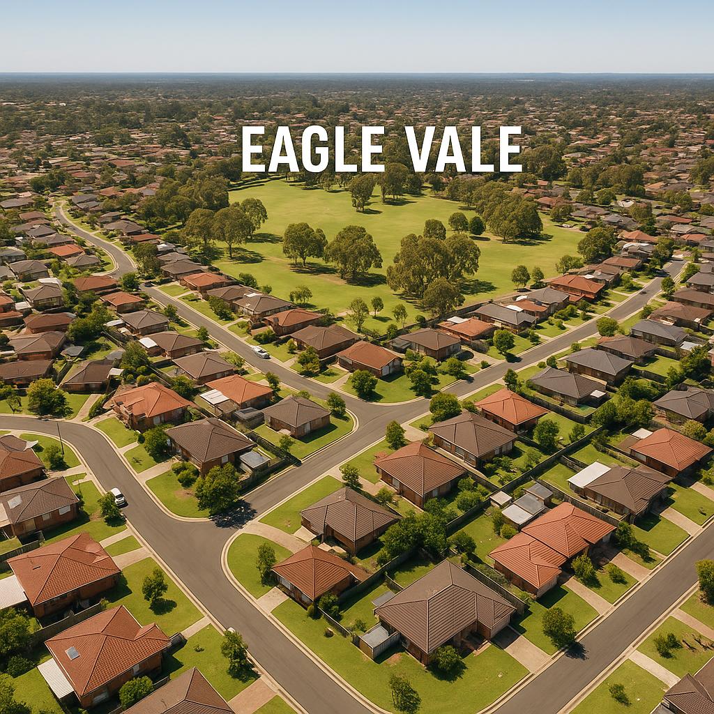 Aerial view of Eagle Vale suburb showcasing green spaces and houses