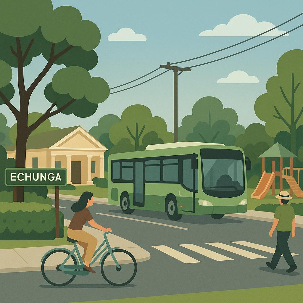 Echunga street view with green transport links