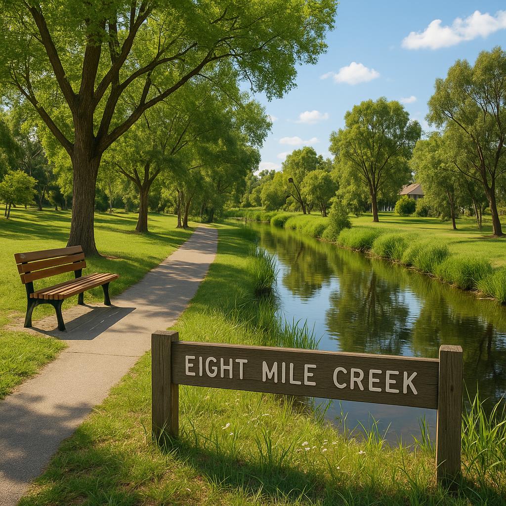 Scenic view of Eight Mile Creek's beautiful green spaces