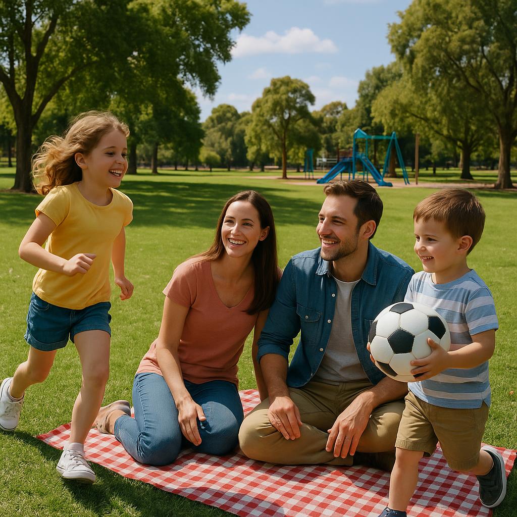 Family in a park in Elizabeth