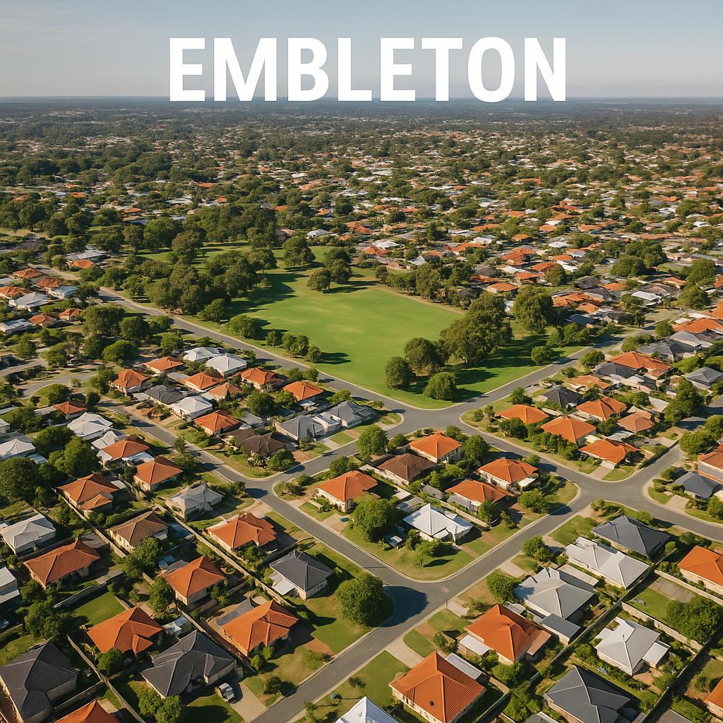 Aerial view showcasing Embleton's landscape and housing