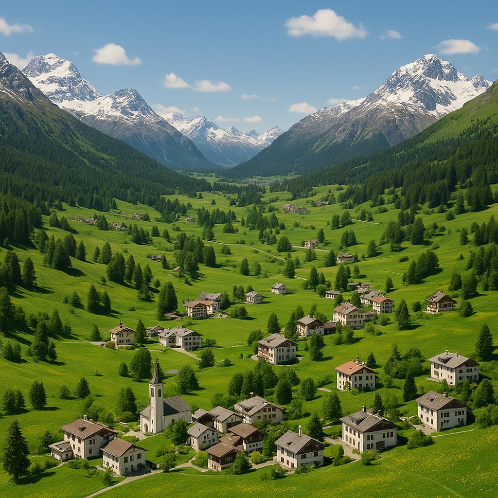 Scenic view of Engadine, showing homes and nature