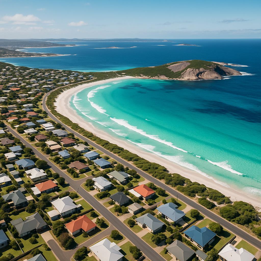 Aerial view of Esperance coastal landscape