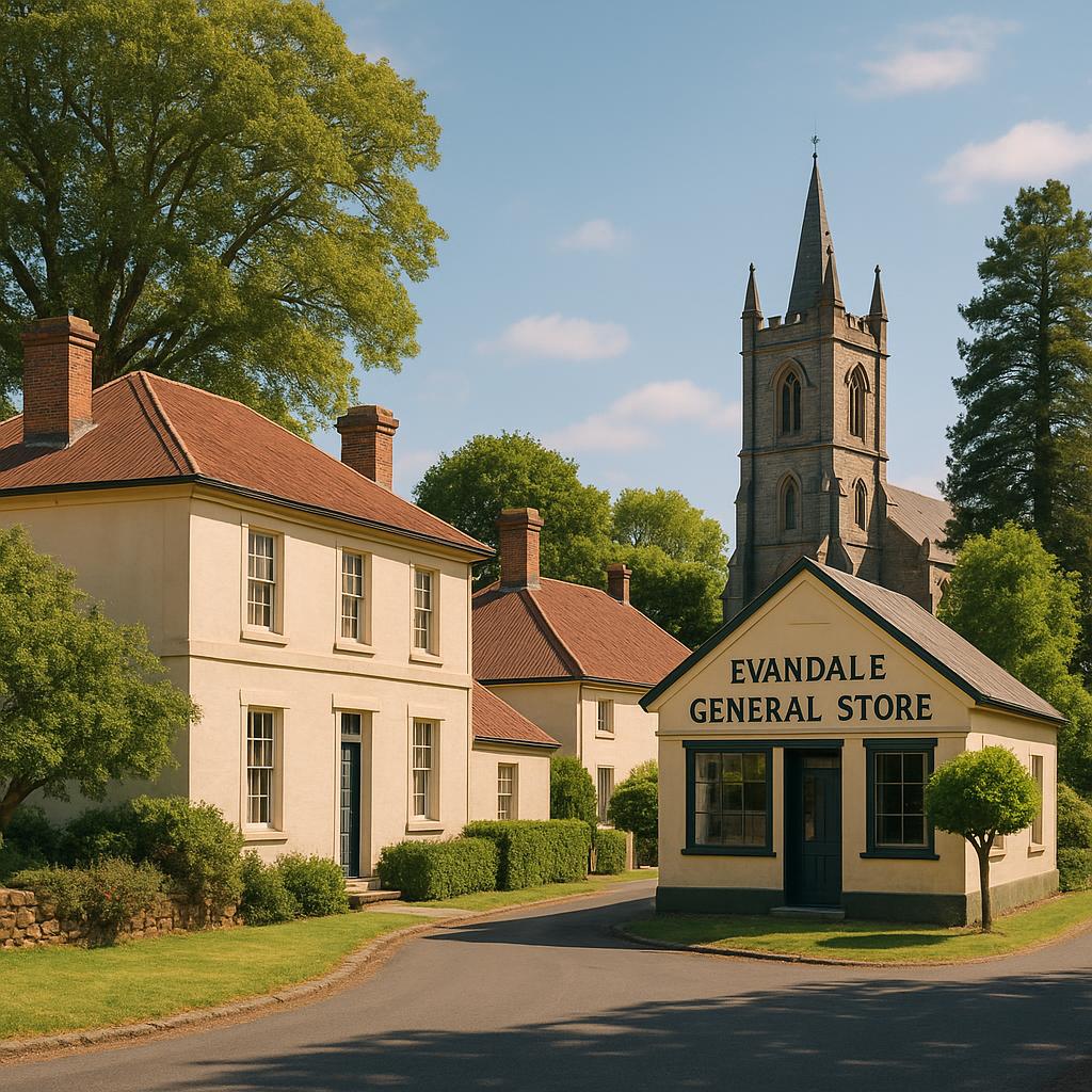 Historic colonial architecture in Evandale, Tasmania