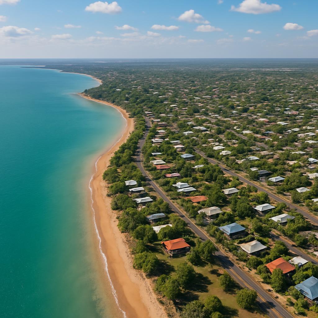 Aerial view of Fannie Bay, NT