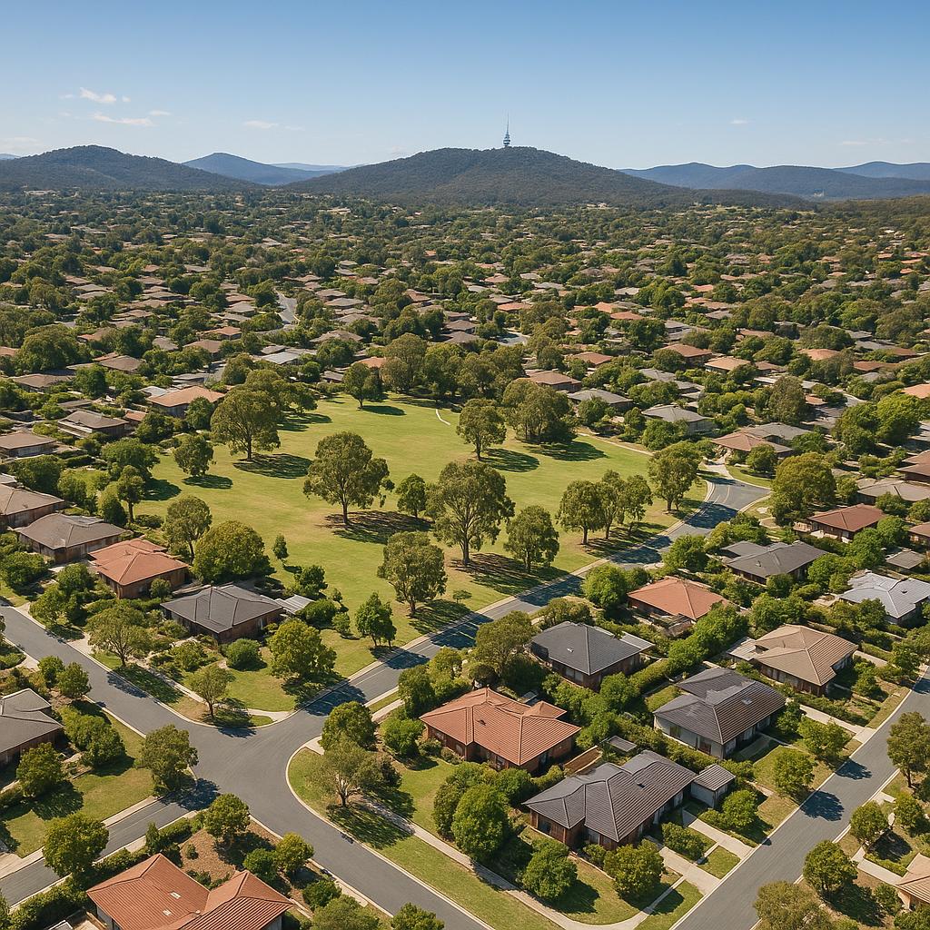 Aerial view of Farrer, ACT with parks