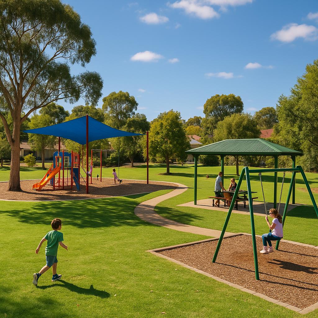 Community park in Flagstaff Hill with families enjoying their time.