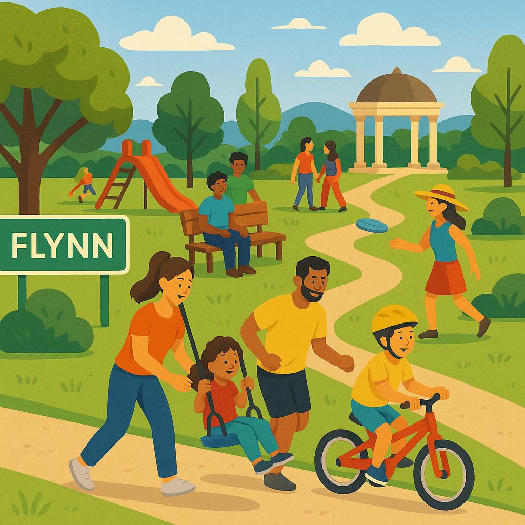 Families enjoying the park in Flynn