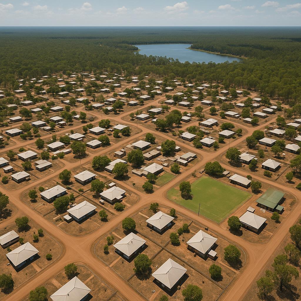 Aerial view of Gapuwiyak, Northern Territory