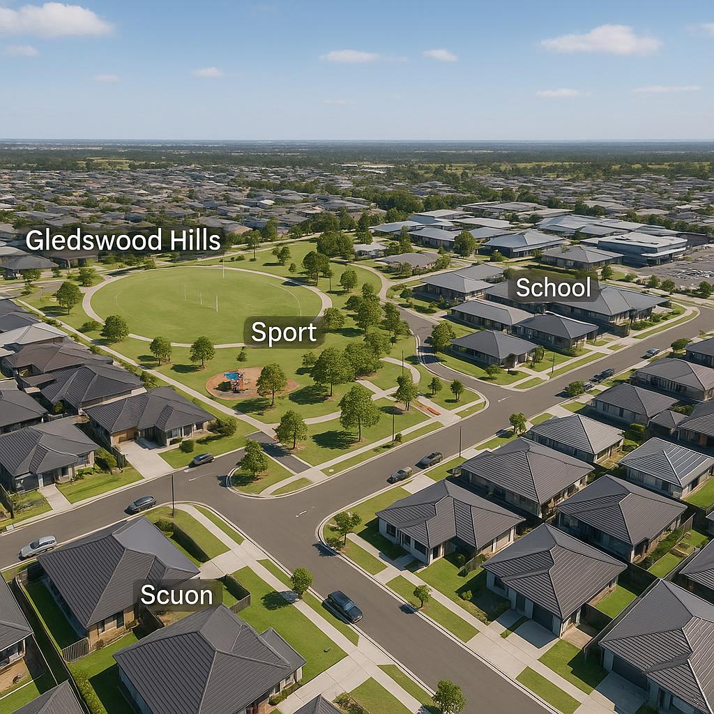 Suburban landscape of Gledswood Hills